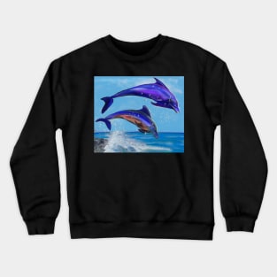 Cute dolphins diving into the ocean Crewneck Sweatshirt